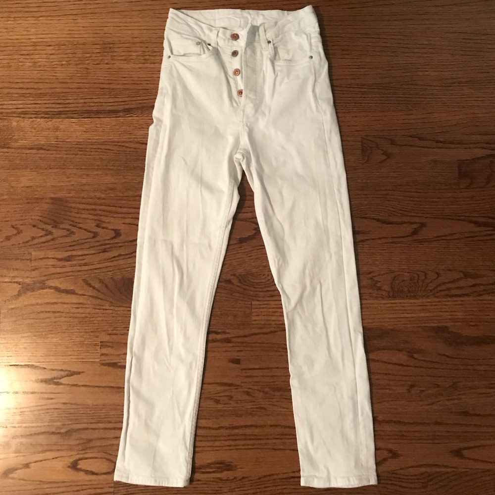 High waisted 99% cotton white jeans